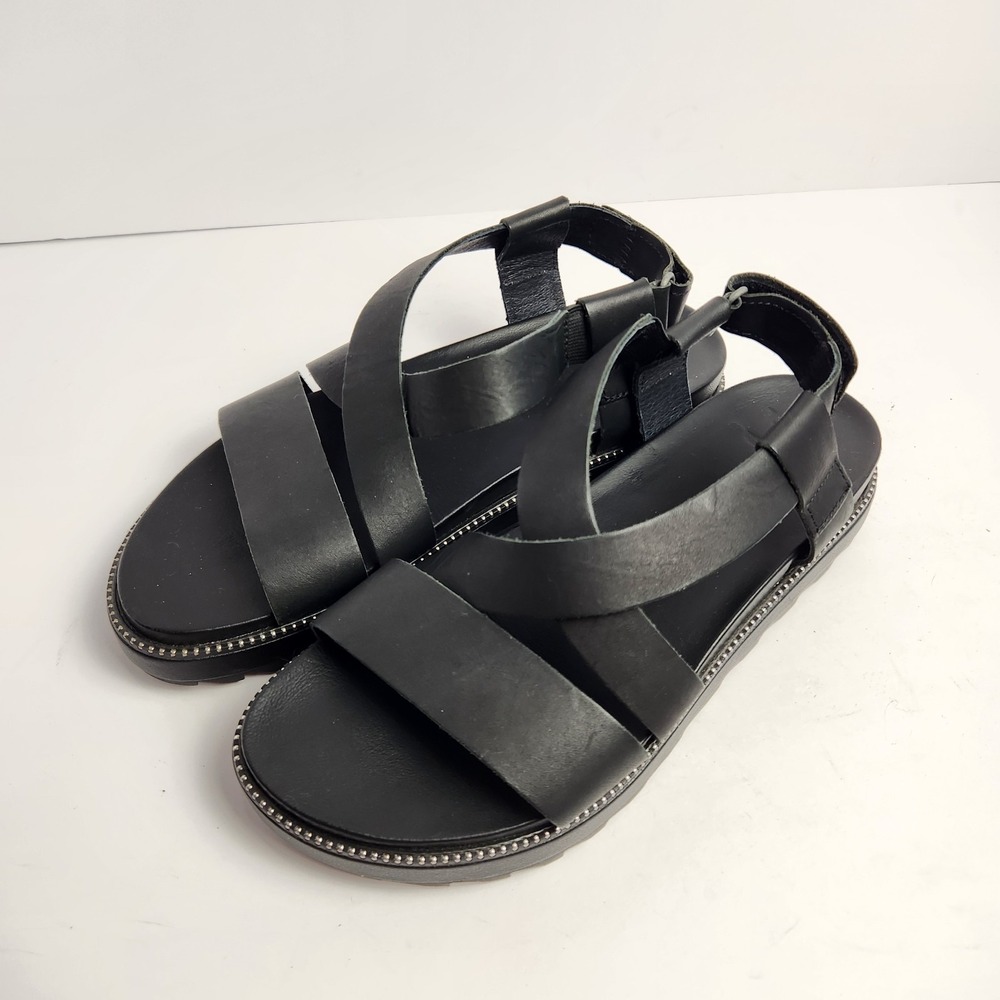 Sorel Women's Strappy Comfy Minimalist Casual Sandals Black Size 8
